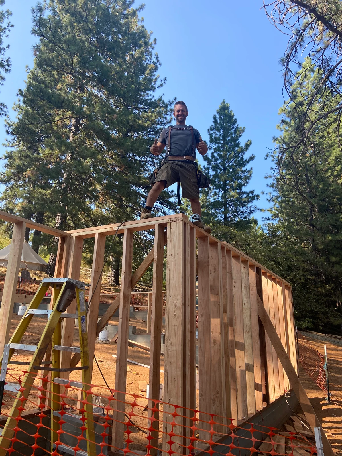 William Rogers, owner of Monument Construction, on a framing job site